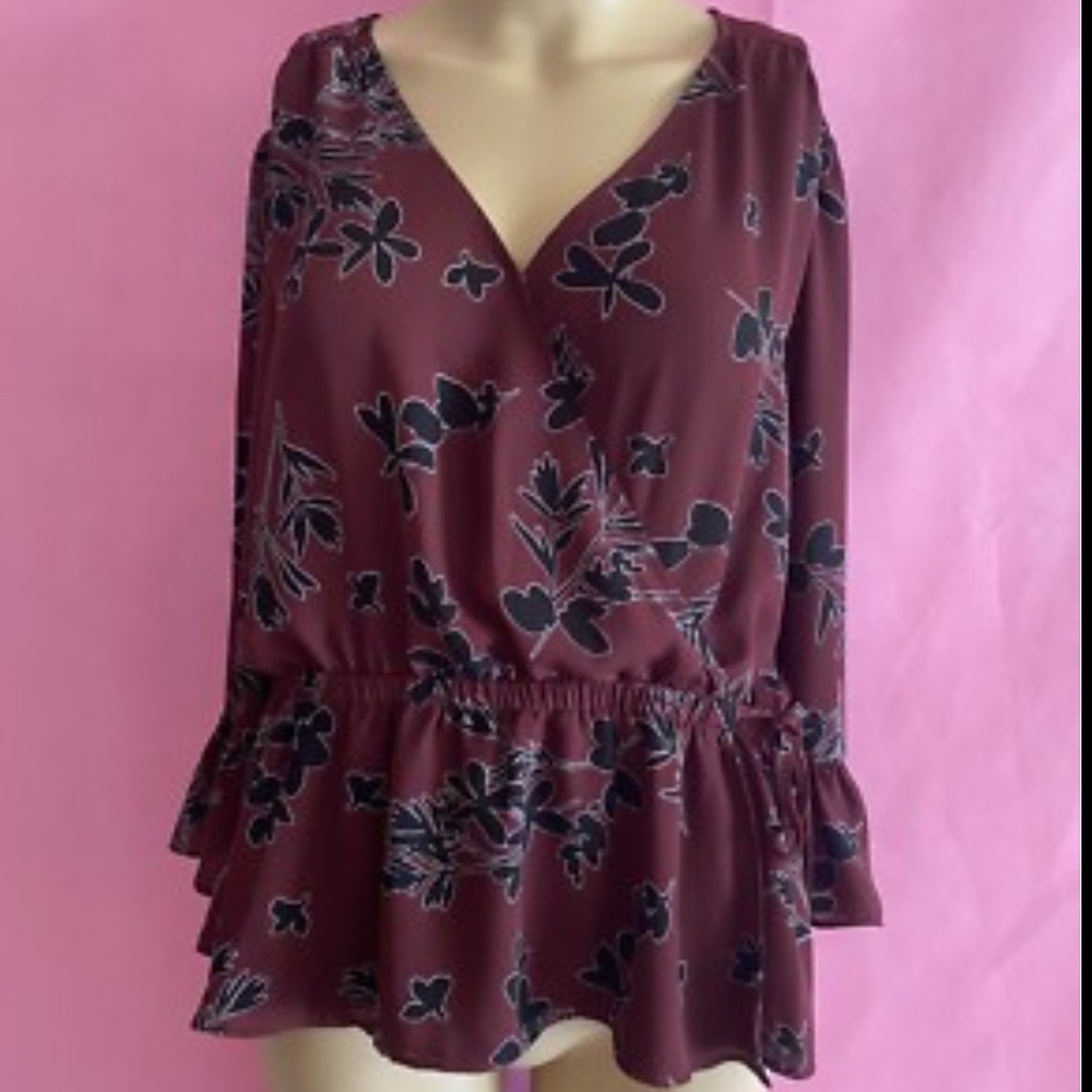 Ann Taylor Factory long sleeve floral blouse
